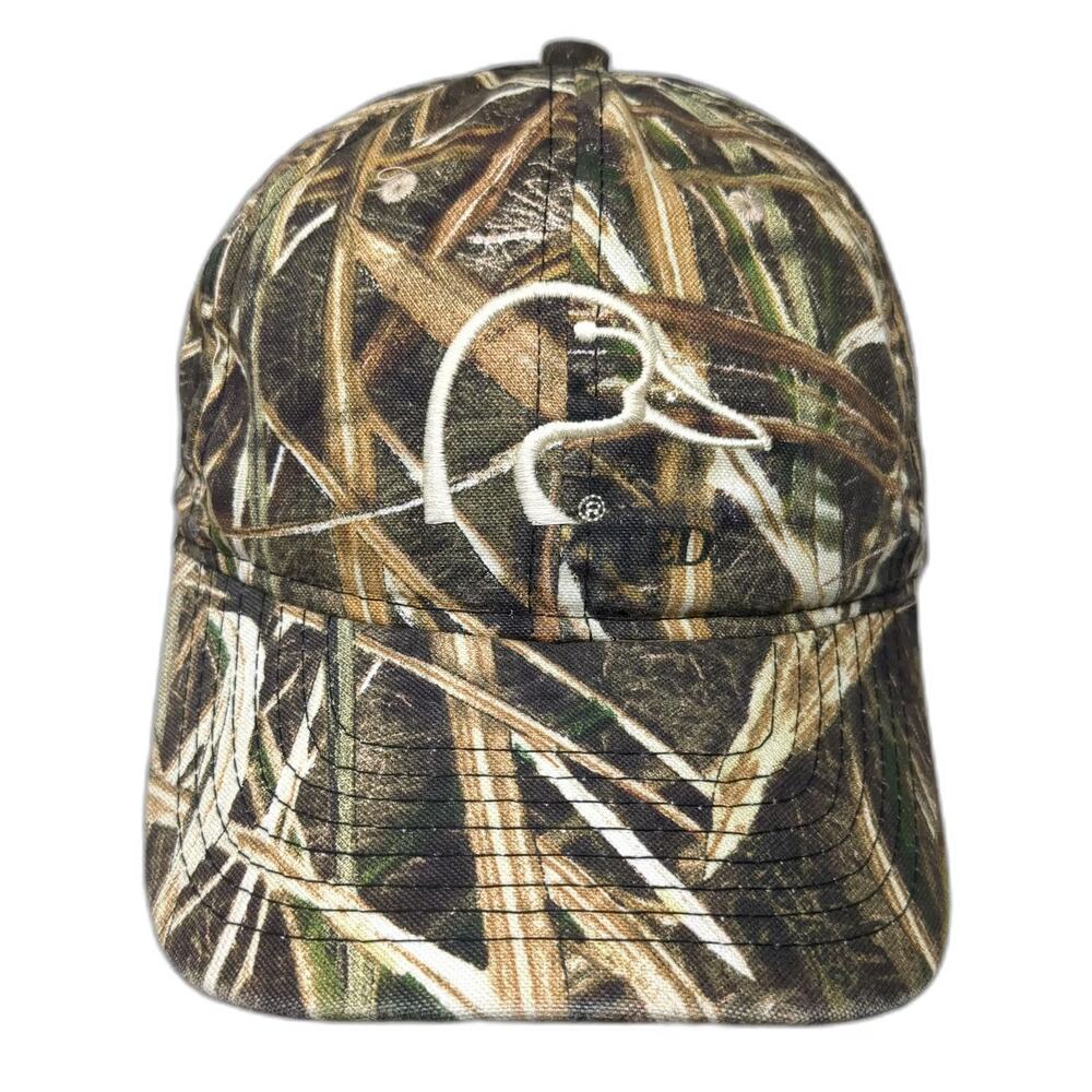 Ducks Unlimited Baseball Cap One Size Brown Green Camo Reeds Embroidery Hat